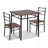 NNEDSZ  Metal Table and Chairs - Walnut & Black