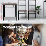 NNEDSZ  Metal Table and Chairs - Walnut & Black