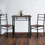 NNEDSZ  Metal Table and Chairs - Walnut & Black