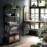 NNEDSZ Bookshelf Wooden Display Shelves Bookcase Shelf Storage Metal Wall Black