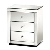 NNEDSZ  Mirrored Bedside Table Drawers Furniture Mirror Glass Presia Silver