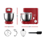 NNEDSZ Electric Stand Mixer 1200W Kitche Beater Cake Aid Whisk Bowl Hook Red