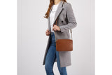 NNEKG Jet Set Large Saffiano Leather Crossbody Bag (Acorn)