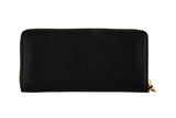 NNEKG Jet Set Womens Leather Travel Continental Wristlet Wallet (Black)