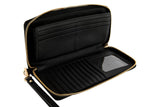 NNEKG Jet Set Womens Leather Travel Continental Wristlet Wallet (Black)