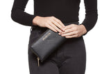 NNEKG Jet Set Womens Leather Travel Continental Wristlet Wallet (Black)