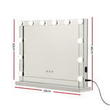 NNEDSZ Hollywood Makeup Mirror With Light 12 LED Bulbs Vanity Lighted Silver 58cm x 46cm