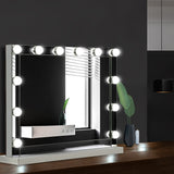 NNEDSZ Hollywood Makeup Mirror With Light 12 LED Bulbs Vanity Lighted Silver 58cm x 46cm