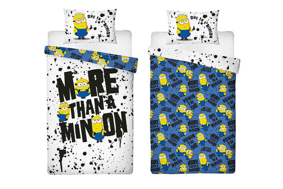 NNEKG Minions Spray Single Kids Single Reversible Quilt Cover Set
