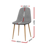 NNEDSZ Set of 4 Adamas Fabric Dining Chairs - Light Grey
