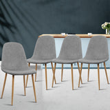 NNEDSZ Set of 4 Adamas Fabric Dining Chairs - Light Grey