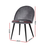 NNEDSZ Set of 2 Velvet Modern Dining Chair - Dark Grey