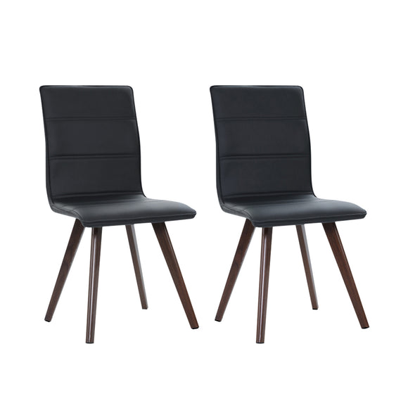 NNEDSZ Set of 2 Dining Chairs Retro Chair New metal Legs High Back PU Leather Black