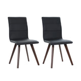 NNEDSZ Set of 2 Dining Chairs Retro Chair New metal Legs High Back PU Leather Black