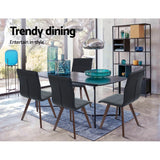 NNEDSZ Set of 2 Dining Chairs Retro Chair New metal Legs High Back PU Leather Black