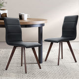 NNEDSZ Set of 2 Dining Chairs Retro Chair New metal Legs High Back PU Leather Black