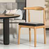 NNEDSZ Dining Chair Replica Leather Upholstered Cafe Kitchen Chair Black