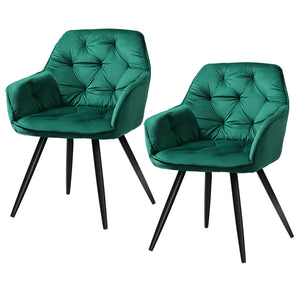 NNEDSZ Set of 2 Calivia Dining Chairs Kitchen Chairs Upholstered Velvet Green