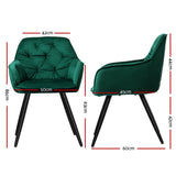 NNEDSZ Set of 2 Calivia Dining Chairs Kitchen Chairs Upholstered Velvet Green
