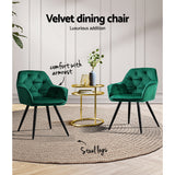 NNEDSZ Set of 2 Calivia Dining Chairs Kitchen Chairs Upholstered Velvet Green