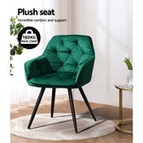 NNEDSZ Set of 2 Calivia Dining Chairs Kitchen Chairs Upholstered Velvet Green