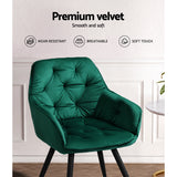 NNEDSZ Set of 2 Calivia Dining Chairs Kitchen Chairs Upholstered Velvet Green