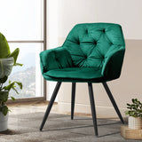 NNEDSZ Set of 2 Calivia Dining Chairs Kitchen Chairs Upholstered Velvet Green