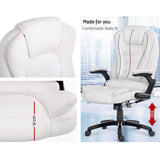 NNEDSZ Point PU Leather Reclining Massage Chair - White