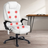 NNEDSZ Point PU Leather Reclining Massage Chair - White