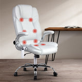 NNEDSZ Leather 8 Point Massage Office Chair - White