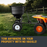 NNEMB Tow Behind Broadcast Spreader 90kg 105L Seed Fertiliser Tow Rotary