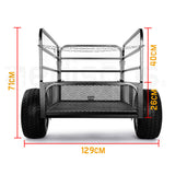 NNEMB Towed Steel Mesh Dump Cart Garden ATV Mower Trailer Tray 1250lbs