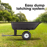 NNEMB 400LBS Poly Dump Cart Garden Tip Trailer Tray Tow Quad ATV Ride