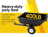 NNEMB 400LBS Poly Dump Cart Garden Tip Trailer Tray Tow Quad ATV Ride