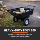 NNEMB 270kg Capacity 2in1 Poly Dump Cart and Wheelbarrow-Tow-Behind Trailer for Ride-on Mower