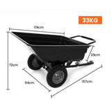 NNEMB 270kg Capacity 2in1 Poly Dump Cart and Wheelbarrow-Tow-Behind Trailer for Ride-on Mower