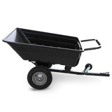 NNEMB 270kg Capacity 2in1 Poly Dump Cart and Wheelbarrow-Tow-Behind Trailer for Ride-on Mower