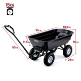 NNEMB 250kg Poly Pull Dump Cart Garden Hand Trailer Wagon Lawn Wheelbarrow