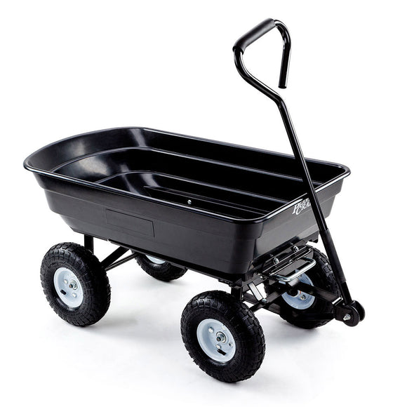 NNEMB 250kg Poly Pull Dump Cart Garden Hand Trailer Wagon Lawn Wheelbarrow