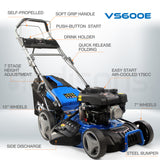 NNEMB 18 175cc Electric Start Self-Propelled 4-Stroke 4in1 Petrol Steel Deck Lawnmower-VS600e