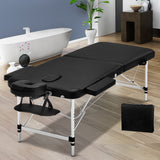 NNEDSZ 2 Fold Portable Aluminium Massage Table - Black