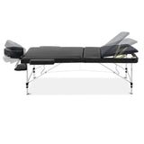 NNEDSZ 3 Fold Portable Aluminium Massage Table - Black