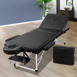 NNEDSZ 3 Fold Portable Aluminium Massage Table - Black