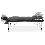 NNEDSZ 3 Fold Portable Aluminium Massage Table - Black