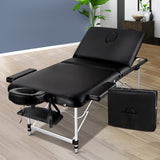 NNEDSZ 3 Fold Portable Aluminium Massage Table - Black