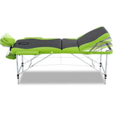 NNEDSZ 3 Fold Portable Aluminium Massage Table - Green & Black