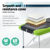 NNEDSZ 3 Fold Portable Aluminium Massage Table - Green & Black