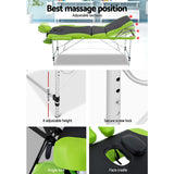 NNEDSZ 3 Fold Portable Aluminium Massage Table - Green & Black