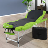 NNEDSZ 3 Fold Portable Aluminium Massage Table - Green & Black