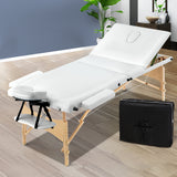NNEDSZ 3 Fold Portable Wood Massage Table - White